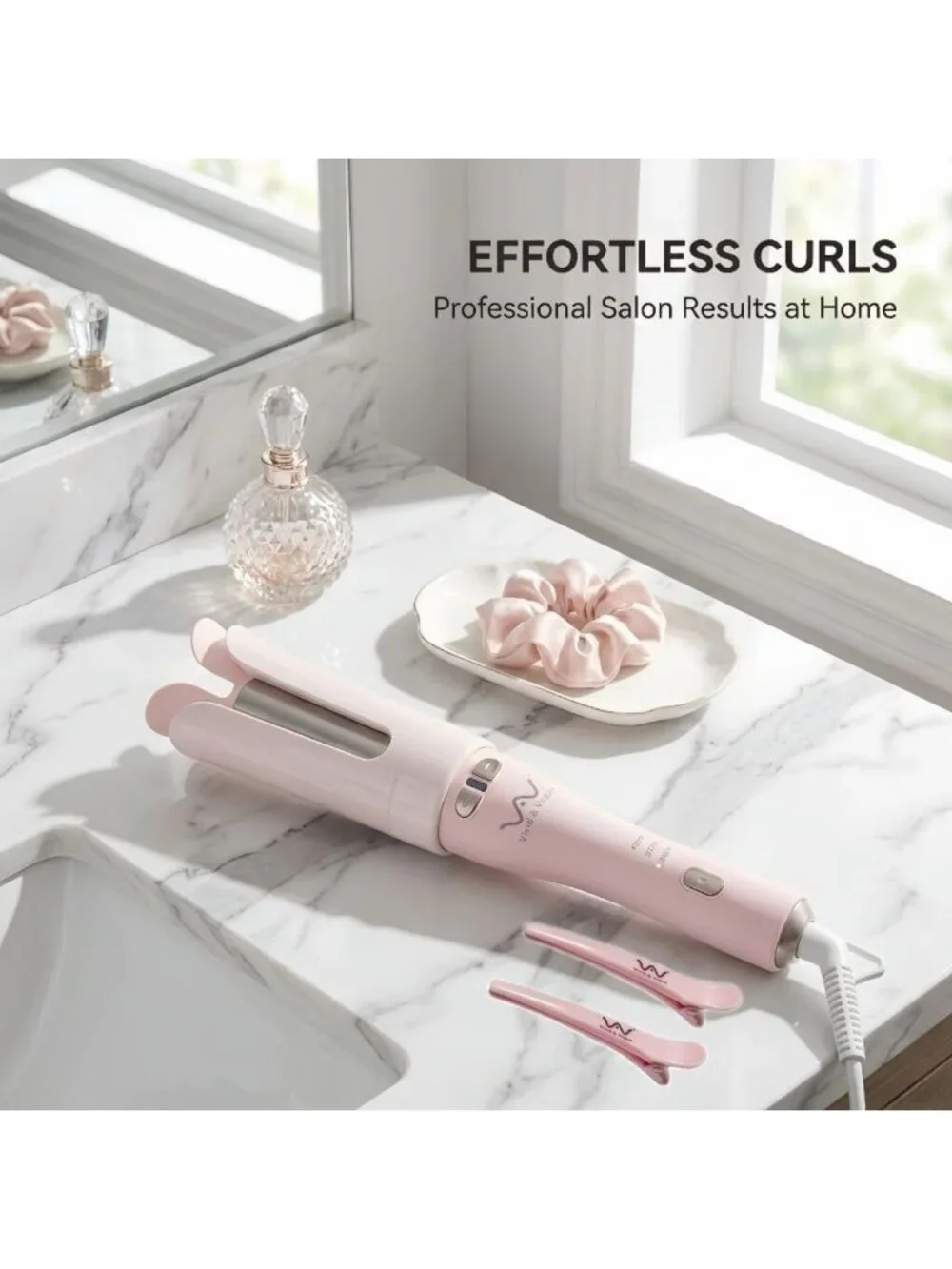 Automatic Curling Iron 1.25” Rotating Curler for Long Hair, Dual Voltage, 3 Heat